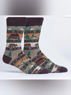 Sock It To Me Cabin Life Socks Bear Cabin Crew Socks NWT Outdoorsy Gift